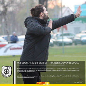 Vertrag verlängert bis 2021 - FCE-Trainer Rouven Leopold. [Foto: Patrick Schuch]