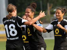 So möchten die FFC-Mädels auch im Champions-League-Finale gegen Paris St. Germain jubeln. Foto: A2/Hartenfelser