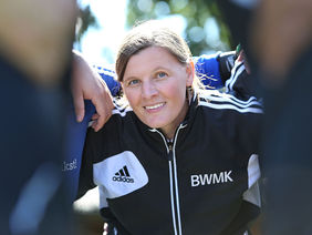 Weltmeisterin Pia Wunderlich ist Trainerin der Inklusionsmannschaft. Foto: Carsten Kobow, Sepp-Herberger-Stiftung