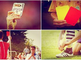 In der Kreisliga B Groß-Gerau gab es eine Partie mit fünf Roten, zwei Gelb-Roten und acht Gelben Karten. Foto: Imago; fussball.de / Collage: fussball.de